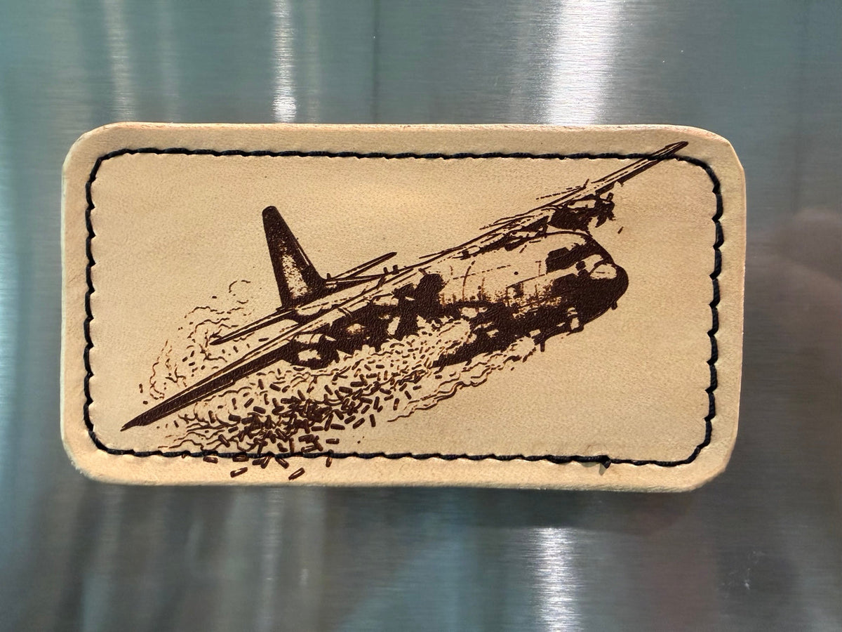 Lockheed AC-130 Gunship full-grain leather fridge magnet